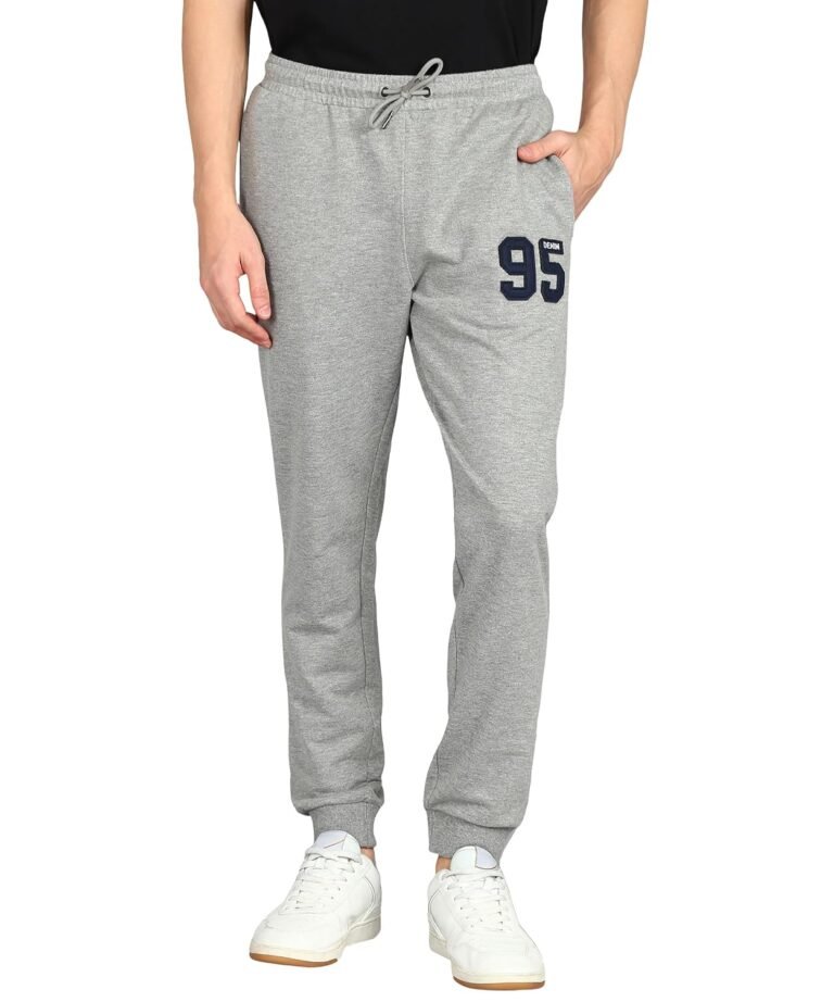 Alan Jones Clothing Men Mid Rise Cotton Blend Joggers Track Pants | French Terry | Zipper Pocket | Casual, Gym & Lounge Wear