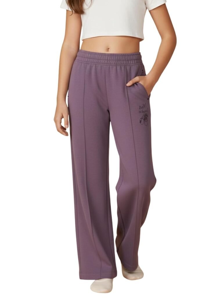 Alan Jones Clothing Girl's Wide Leg Fit Mid Rise Track Pant