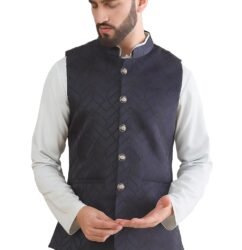 Amazon Brand - Tavasya Mens Woven Design Mandarin Collar Nehru Jackets | Sleeveless Jacket | Ethnic Wear