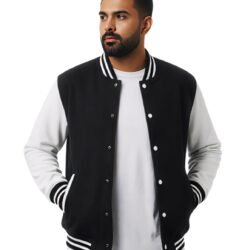 BlendCulture Varsity Jacket for Men – Black Jacket for Winter, Cotton Blend, Stylish Baseball and Casual Bomber Jacket